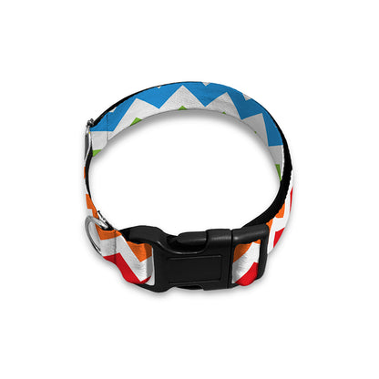 Rainbow Chevron Pattern Print Dog Collar