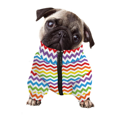 Rainbow Chevron Pattern Print Dog Zip Up Jacket