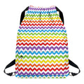 Rainbow Chevron Pattern Print Drawstring Backpack