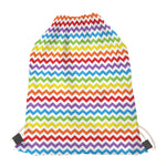 Rainbow Chevron Pattern Print Drawstring Bag