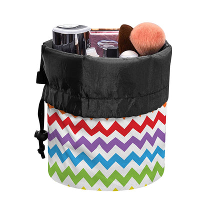 Rainbow Chevron Pattern Print Drawstring Makeup Bag