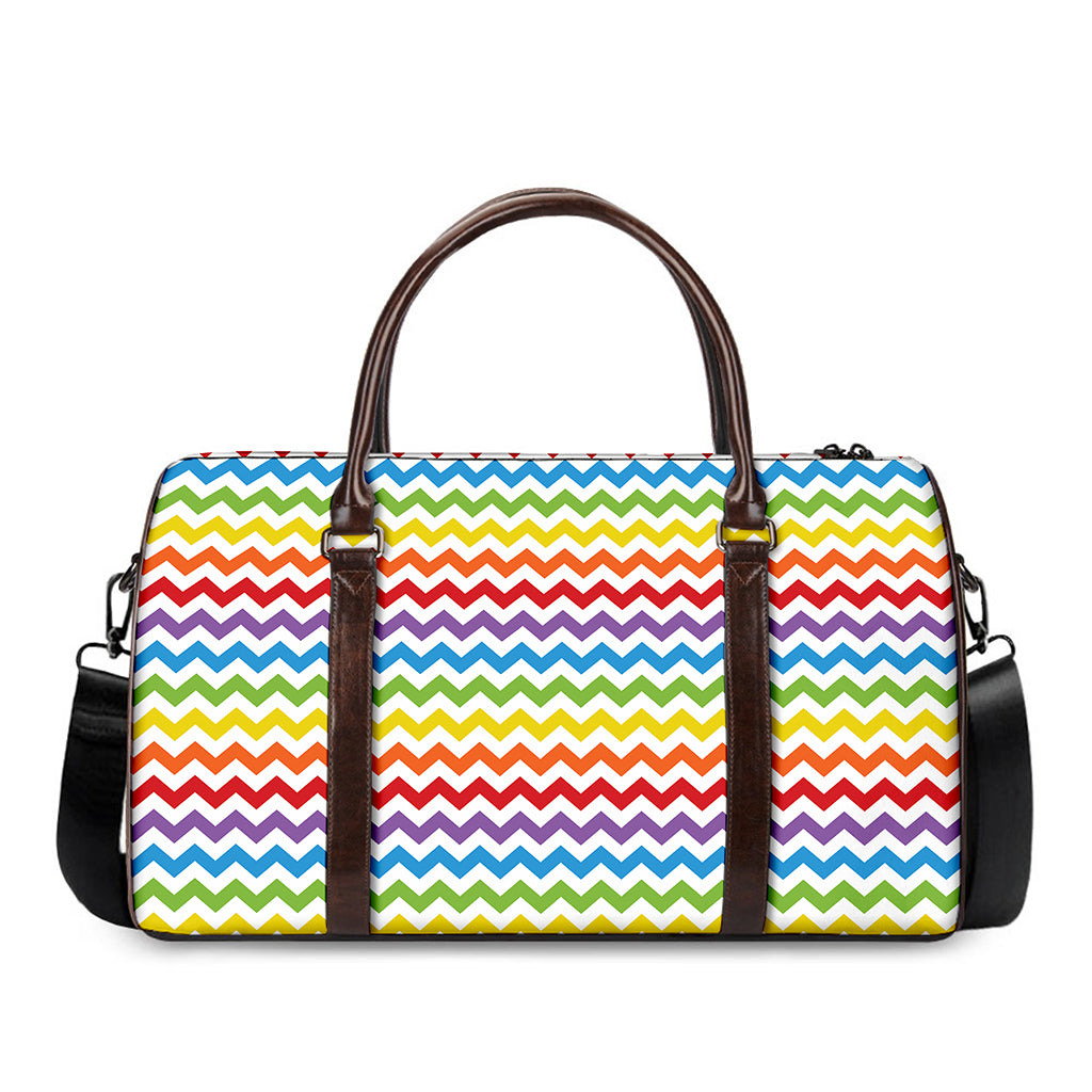 Rainbow Chevron Pattern Print Duffle Bag