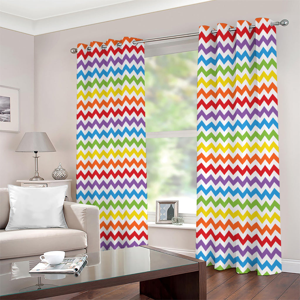 Rainbow Chevron Pattern Print Extra Wide Grommet Curtains