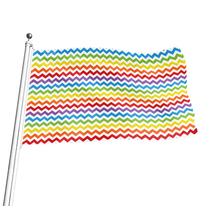 Rainbow Chevron Pattern Print Flag