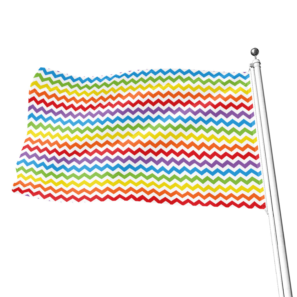 Rainbow Chevron Pattern Print Flag
