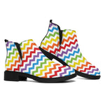 Rainbow Chevron Pattern Print Flat Ankle Boots