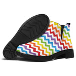 Rainbow Chevron Pattern Print Flat Ankle Boots