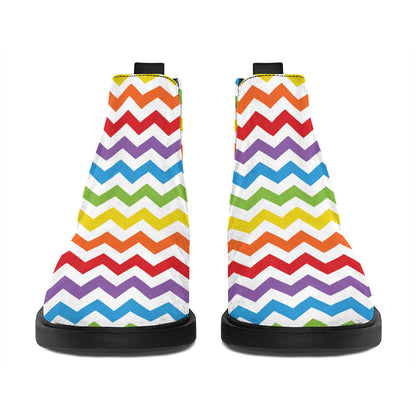 Rainbow Chevron Pattern Print Flat Ankle Boots