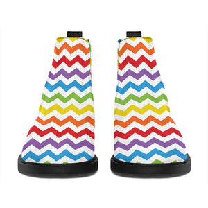 Rainbow Chevron Pattern Print Flat Ankle Boots