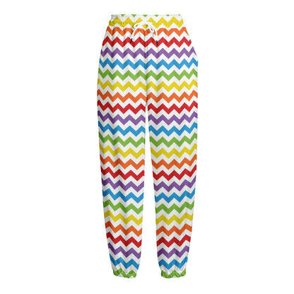 Rainbow Chevron Pattern Print Fleece Lined Knit Pants