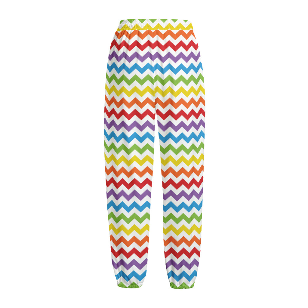 Rainbow Chevron Pattern Print Fleece Lined Knit Pants