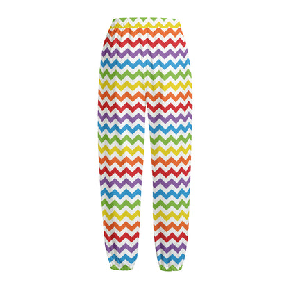 Rainbow Chevron Pattern Print Fleece Lined Knit Pants
