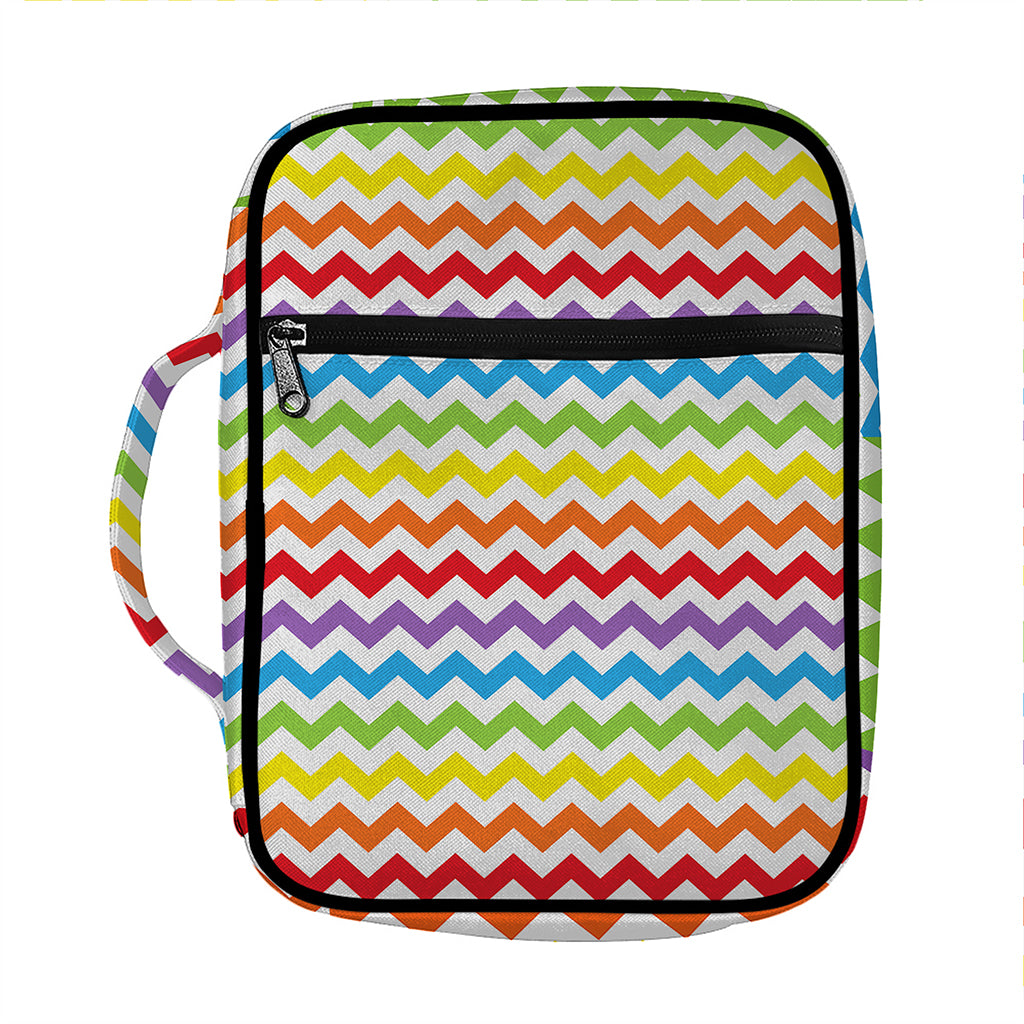 Rainbow Chevron Pattern Print Front Pocket Bible Bag