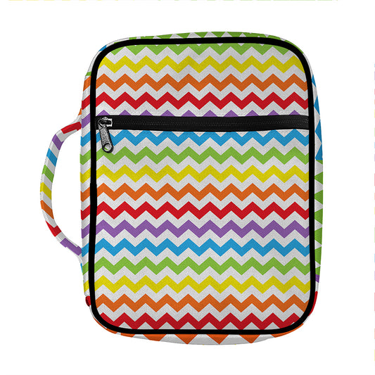 Rainbow Chevron Pattern Print Front Pocket Bible Bag