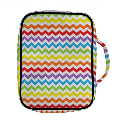 Rainbow Chevron Pattern Print Front Pocket Bible Bag