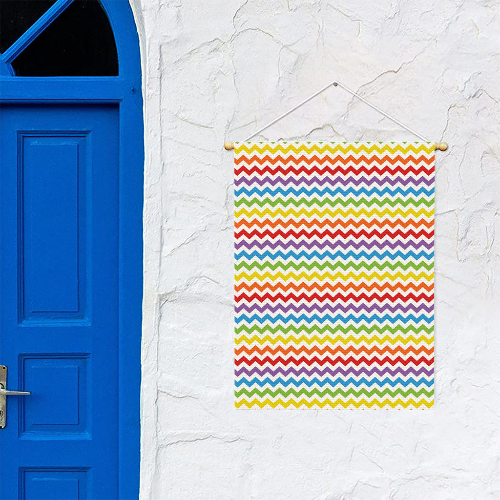 Rainbow Chevron Pattern Print Garden Flag