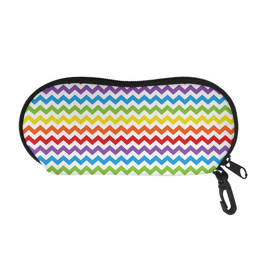 Rainbow Chevron Pattern Print Glasses Case