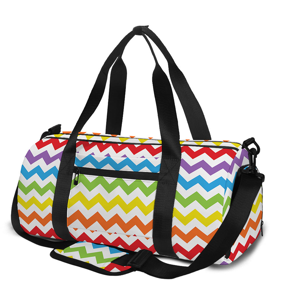 Rainbow Chevron Pattern Print Gym Bag