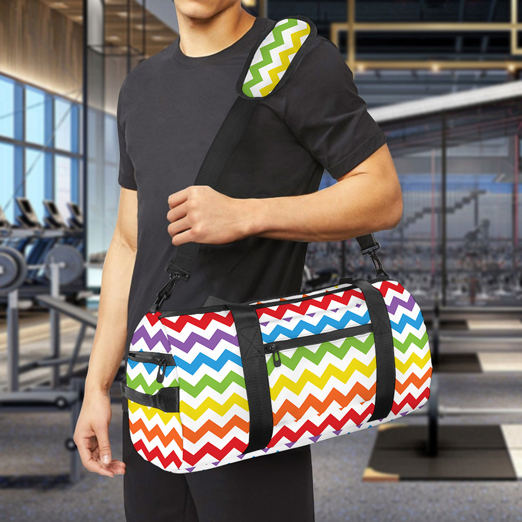 Rainbow Chevron Pattern Print Gym Bag