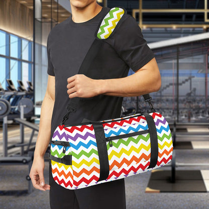 Rainbow Chevron Pattern Print Gym Bag