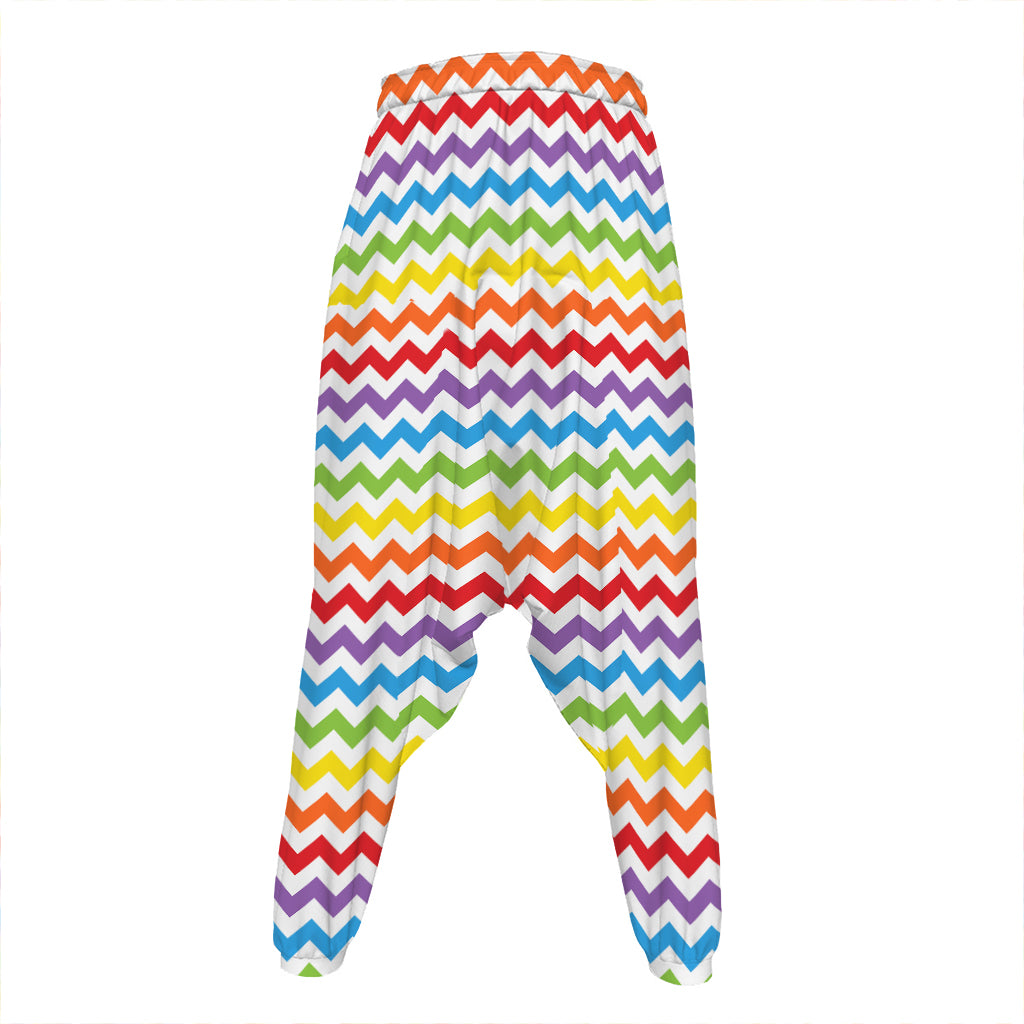 Rainbow Chevron Pattern Print Hammer Pants