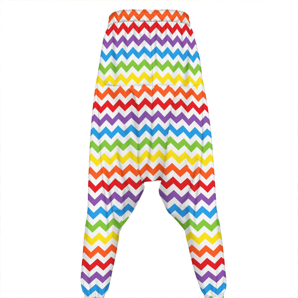 Rainbow Chevron Pattern Print Hammer Pants