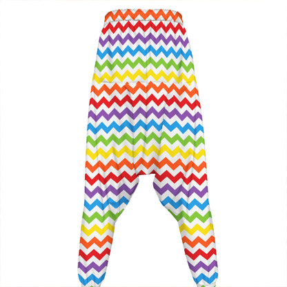Rainbow Chevron Pattern Print Hammer Pants