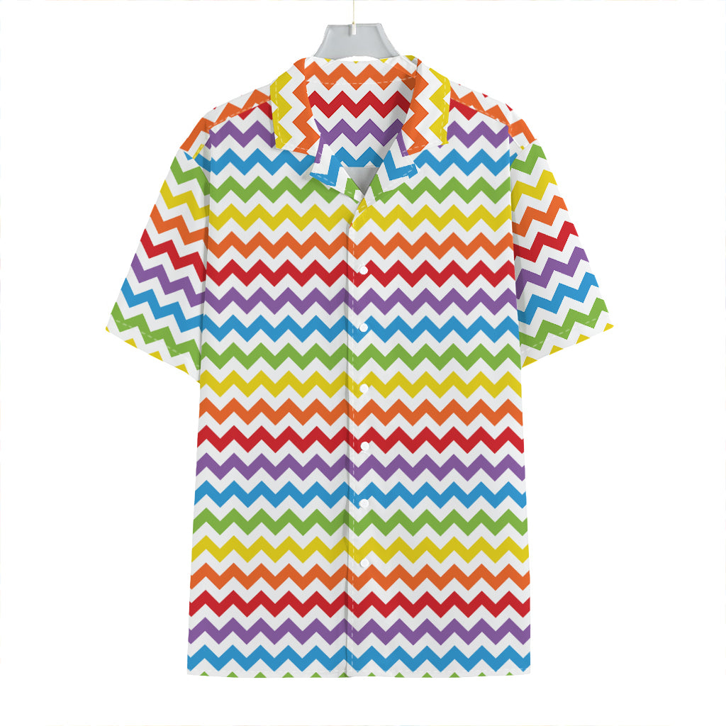 Rainbow Chevron Pattern Print Hawaiian Shirt