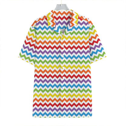Rainbow Chevron Pattern Print Hawaiian Shirt