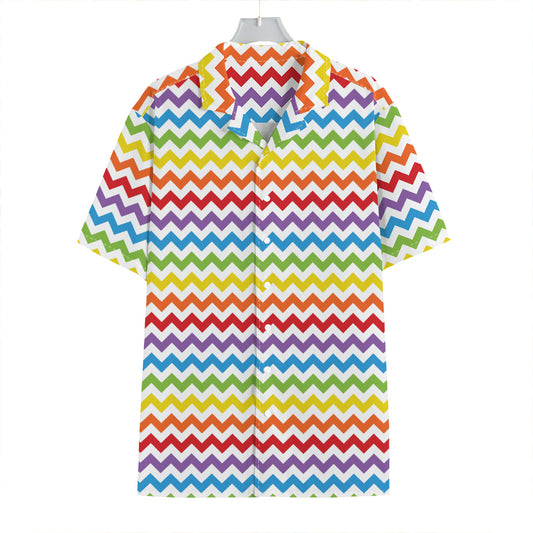 Rainbow Chevron Pattern Print Hawaiian Shirt