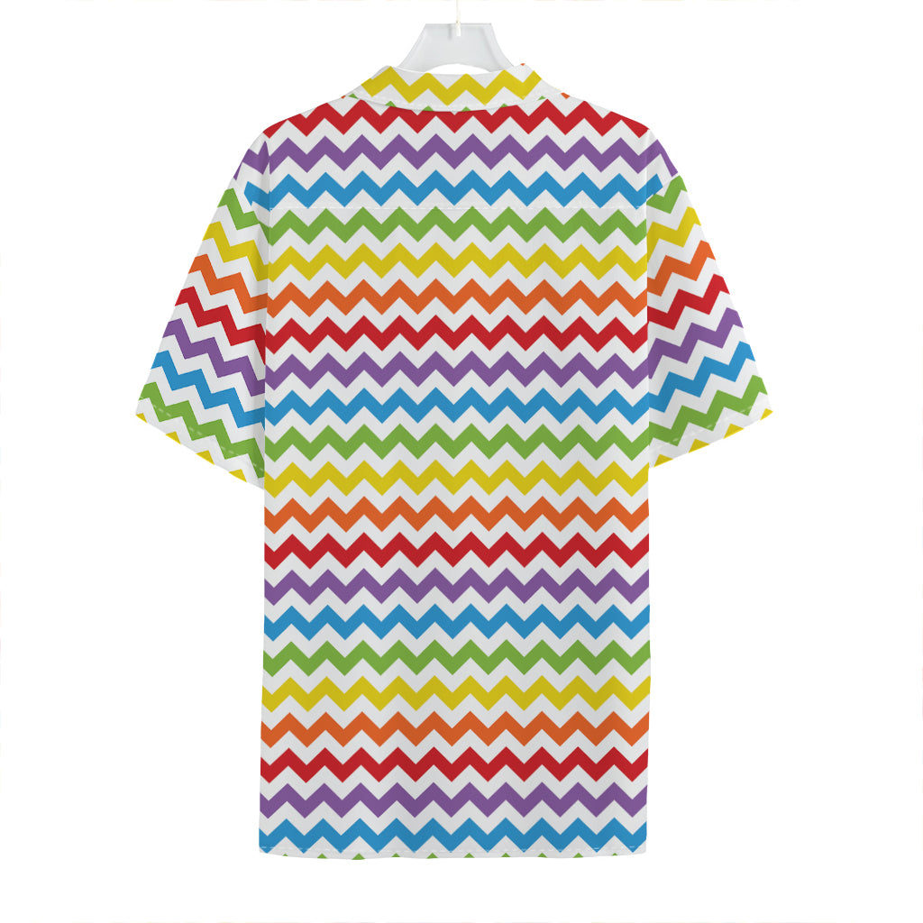 Rainbow Chevron Pattern Print Hawaiian Shirt