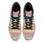 Rainbow Chevron Pattern Print High Top Leather Sneakers