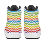 Rainbow Chevron Pattern Print High Top Leather Sneakers