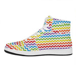 Rainbow Chevron Pattern Print High Top Leather Sneakers