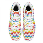 Rainbow Chevron Pattern Print High Top Leather Sneakers