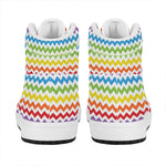 Rainbow Chevron Pattern Print High Top Leather Sneakers