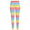 Rainbow Chevron Pattern Print High-Waisted Pocket Leggings