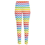 Rainbow Chevron Pattern Print High-Waisted Pocket Leggings