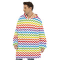 Rainbow Chevron Pattern Print Hoodie Blanket