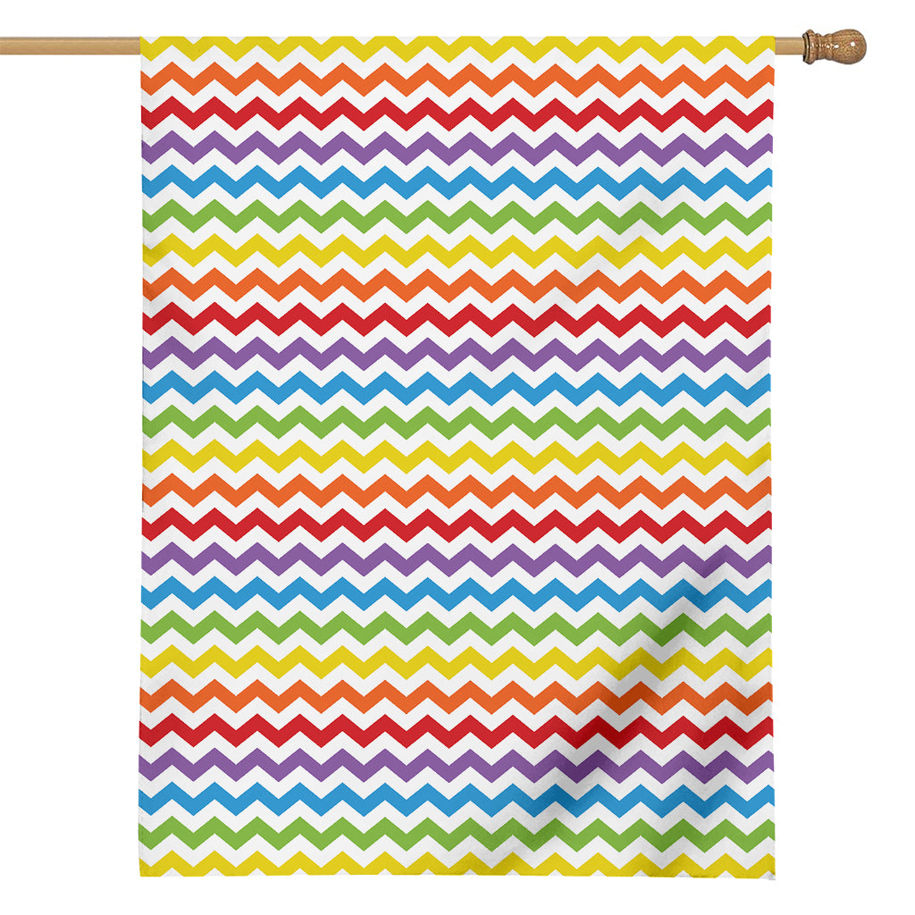 Rainbow Chevron Pattern Print House Flag