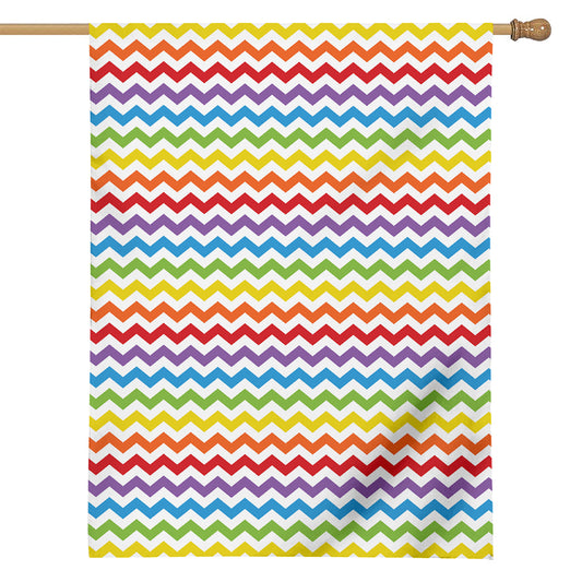 Rainbow Chevron Pattern Print House Flag