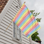 Rainbow Chevron Pattern Print House Flag