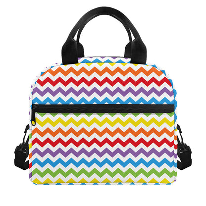 Rainbow Chevron Pattern Print Insulated Lunch Bag