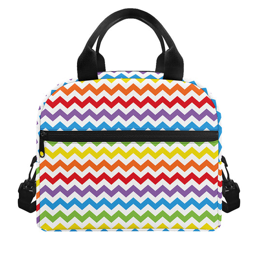 Rainbow Chevron Pattern Print Insulated Lunch Bag