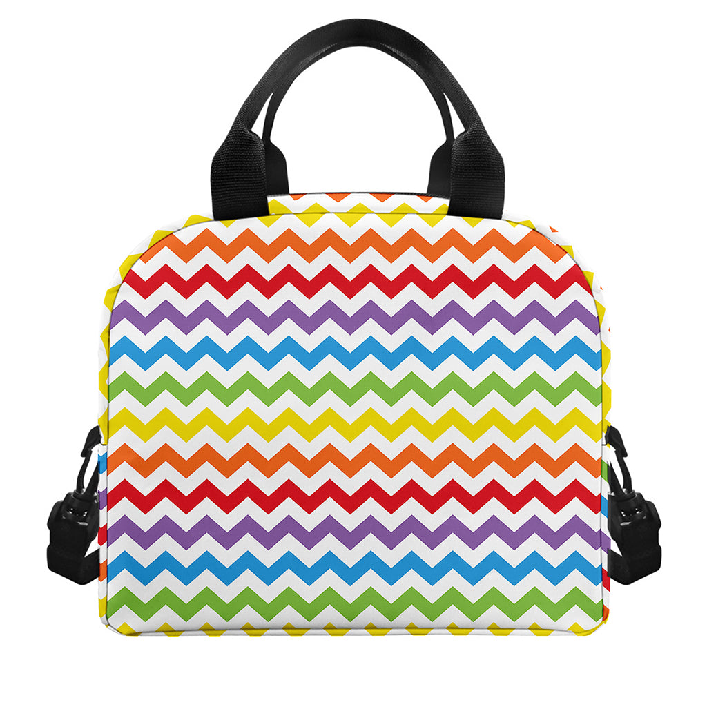 Rainbow Chevron Pattern Print Insulated Lunch Bag