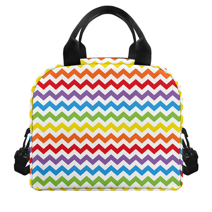 Rainbow Chevron Pattern Print Insulated Lunch Bag