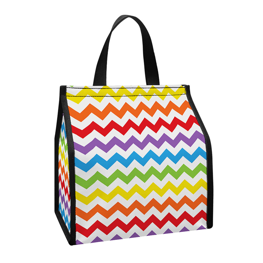Rainbow Chevron Pattern Print Insulated Lunch Tote