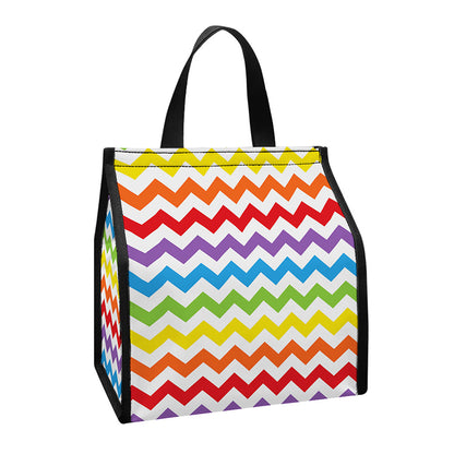 Rainbow Chevron Pattern Print Insulated Lunch Tote