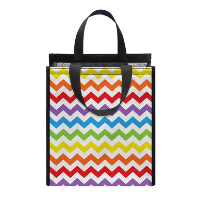 Rainbow Chevron Pattern Print Insulated Lunch Tote