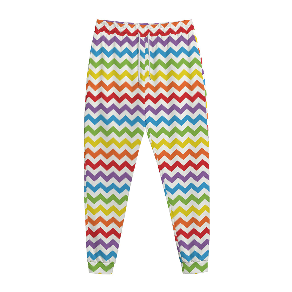 Rainbow Chevron Pattern Print Jogger Pants